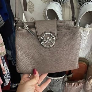 MK Gray leather Crossbody purse